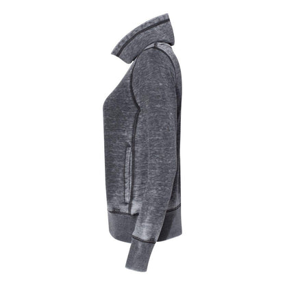 Dark Smoke - Side - J. America Womens Zen Fleece Cowl Neck Sweatshirt