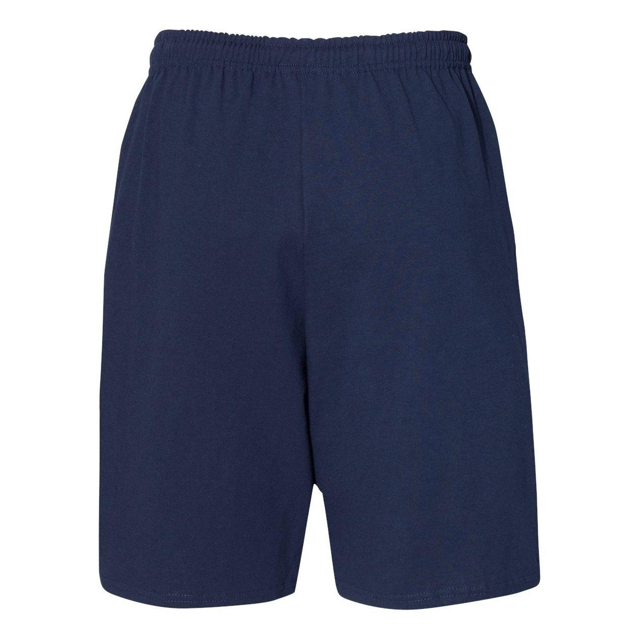 Navy - Back - Russell Athletic Essential Jersey Cotton Shorts with Pockets