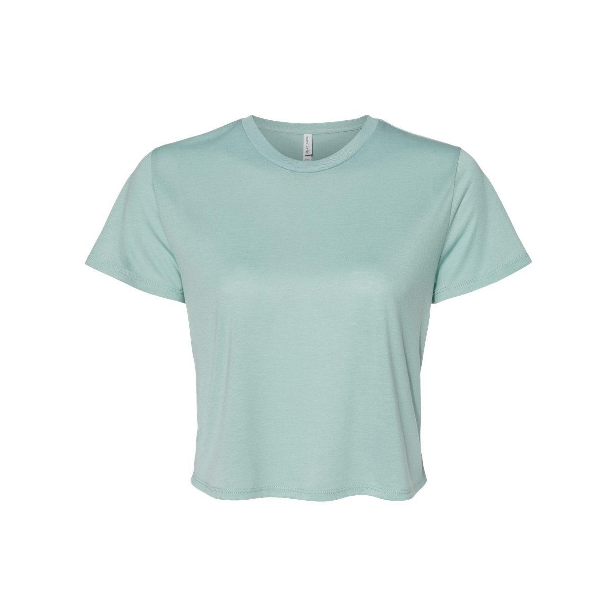 Dusty Blue - Front - BELLA + CANVAS Womens Flowy Crop Tee