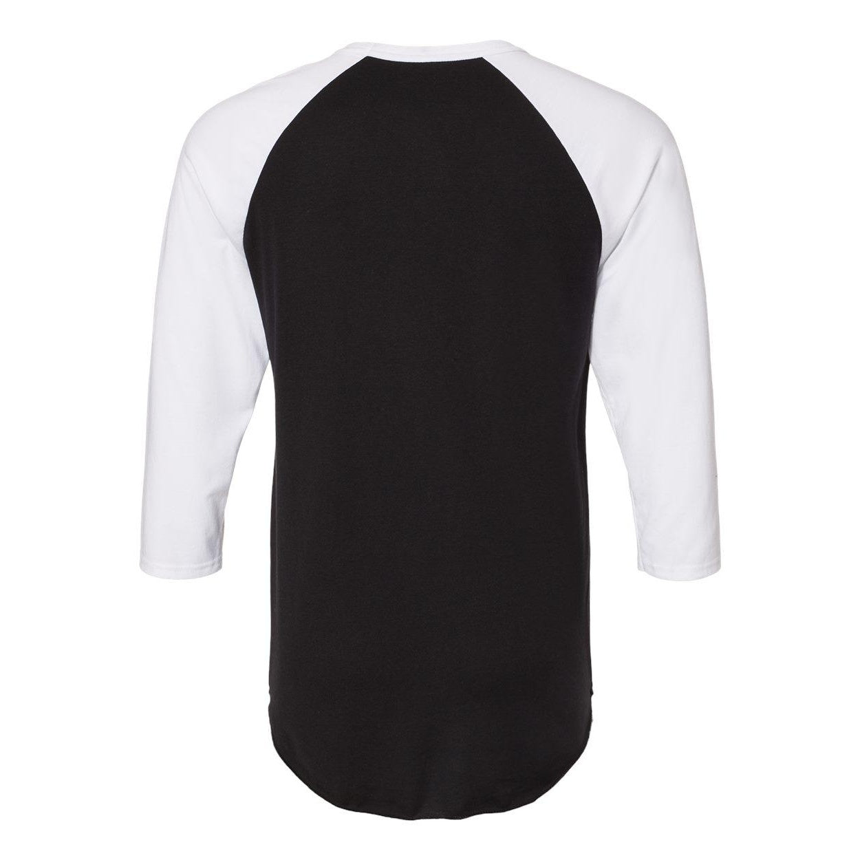 Black Ink- White - Back - JERZEES Premium Blend Ringspun Three-Quarter Sleeve Raglan Baseball T-Shirt