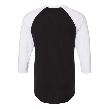 Black Ink- White - Back - JERZEES Premium Blend Ringspun Three-Quarter Sleeve Raglan Baseball T-Shirt