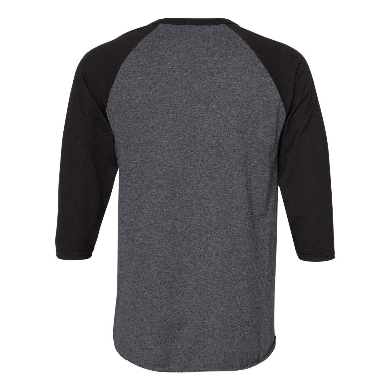 Black Ink Heather- Black Ink - Back - JERZEES Premium Blend Ringspun Three-Quarter Sleeve Raglan Baseball T-Shirt