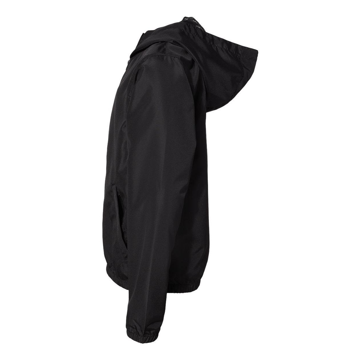 Black - Side - Independent Trading Co. Youth Lightweight Windbreaker Full-Zip Jacket