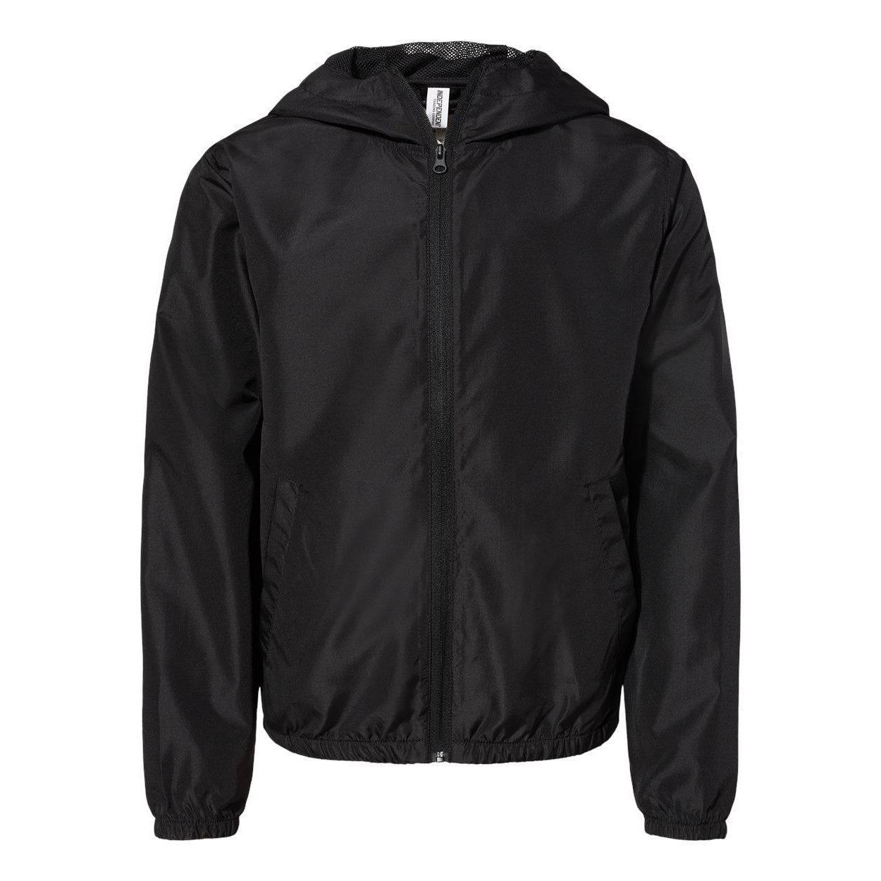 Black - Front - Independent Trading Co. Youth Lightweight Windbreaker Full-Zip Jacket