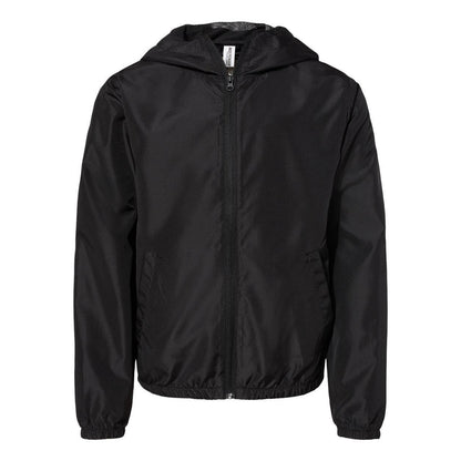 Black - Front - Independent Trading Co. Youth Lightweight Windbreaker Full-Zip Jacket