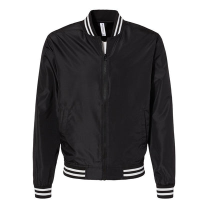 Black- White Stripe - Front - Independent Trading Co. Lightweight Bomber Jacket