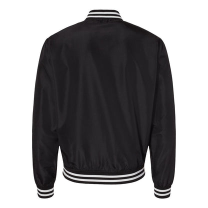 Black- White Stripe - Back - Independent Trading Co. Lightweight Bomber Jacket