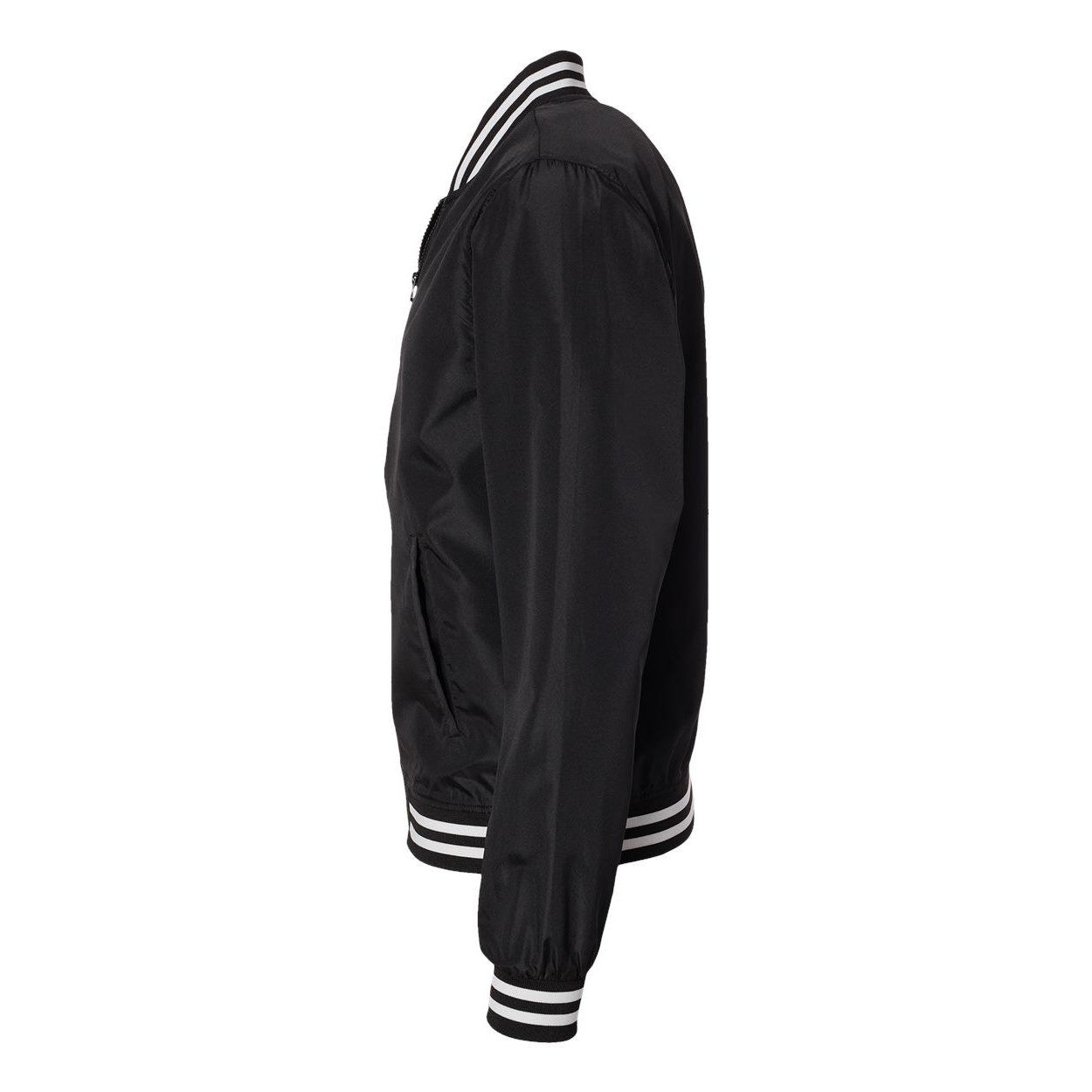 Black- White Stripe - Side - Independent Trading Co. Lightweight Bomber Jacket