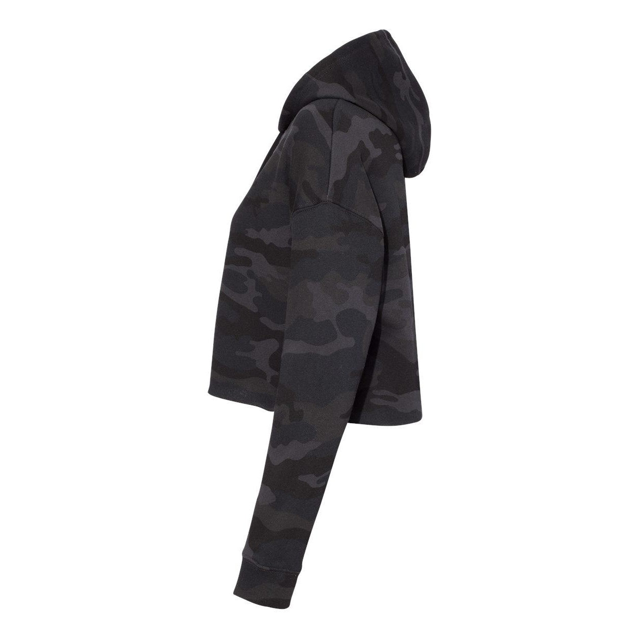 Black Camo - Side - Independent Trading Co. Womens Lightweight Crop Hooded Sweatshirt