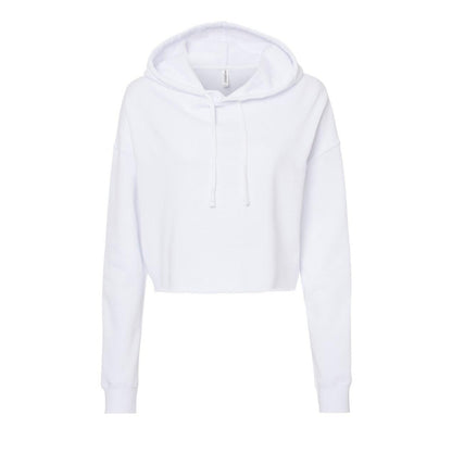 White - Front - Independent Trading Co. Womens Lightweight Crop Hooded Sweatshirt