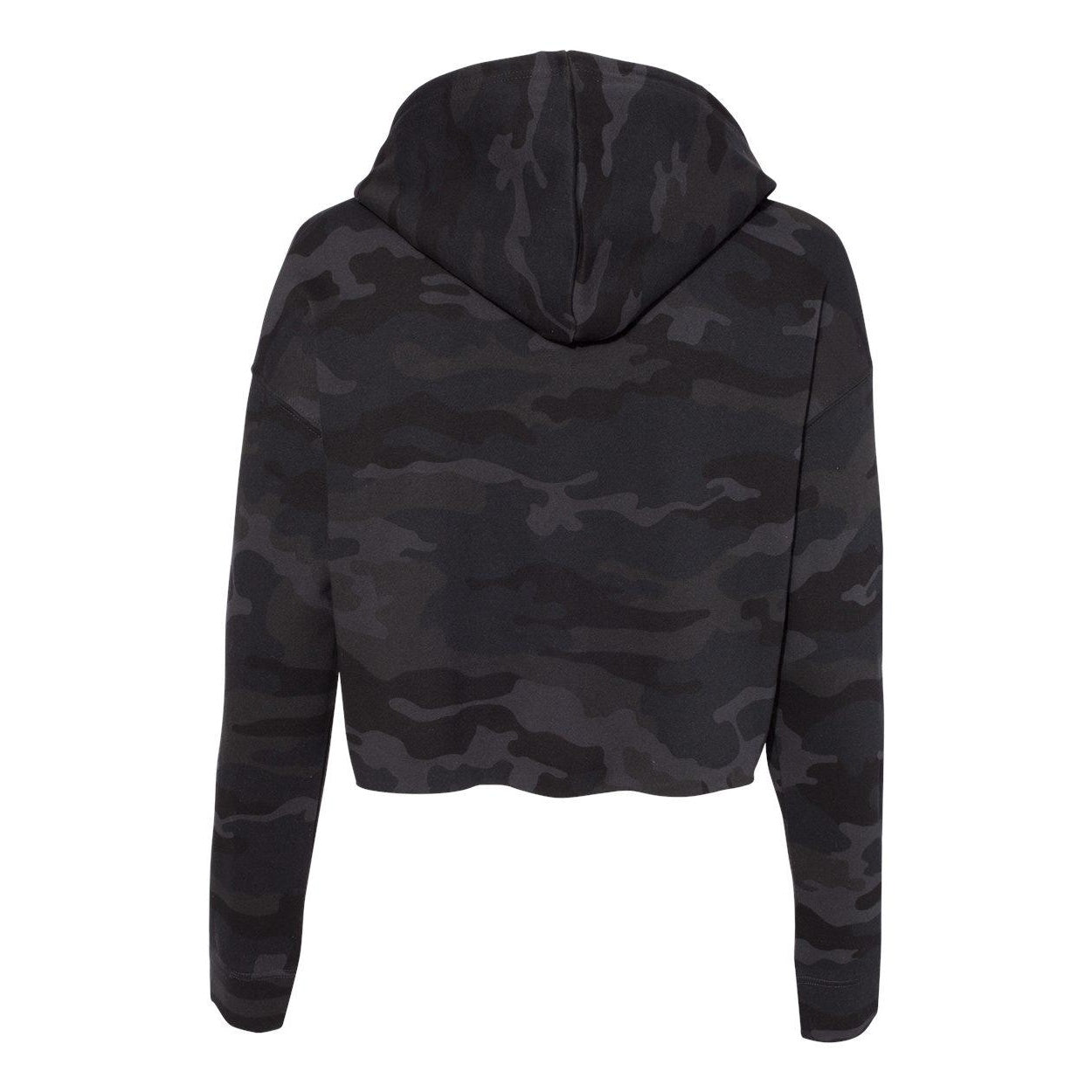 Black Camo - Back - Independent Trading Co. Womens Lightweight Crop Hooded Sweatshirt