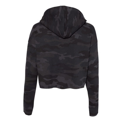 Black Camo - Back - Independent Trading Co. Womens Lightweight Crop Hooded Sweatshirt