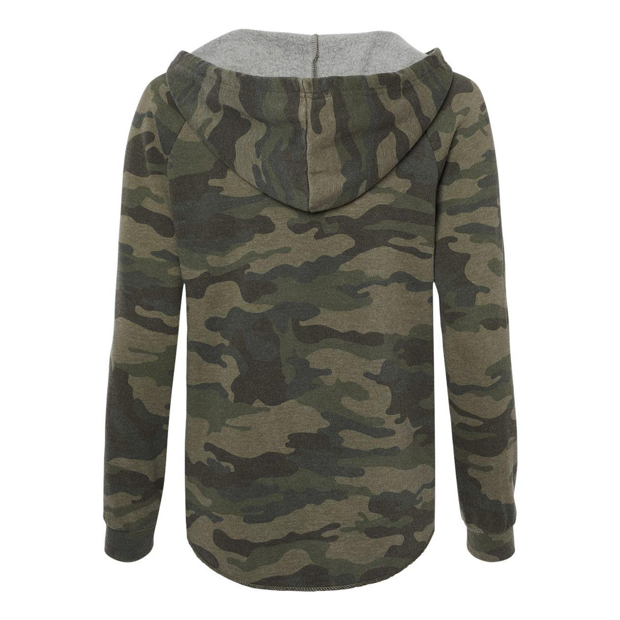Forest Camo Heather - Back - Independent Trading Co. Womens Lightweight California Wave Wash Hooded Sweatshirt