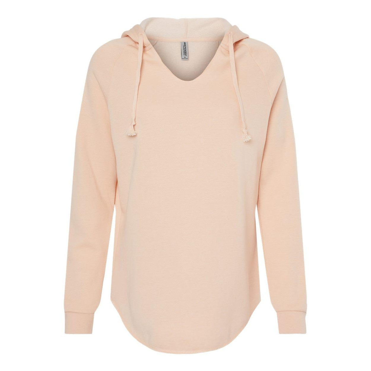 Blush - Front - Independent Trading Co. Womens Lightweight California Wave Wash Hooded Sweatshirt