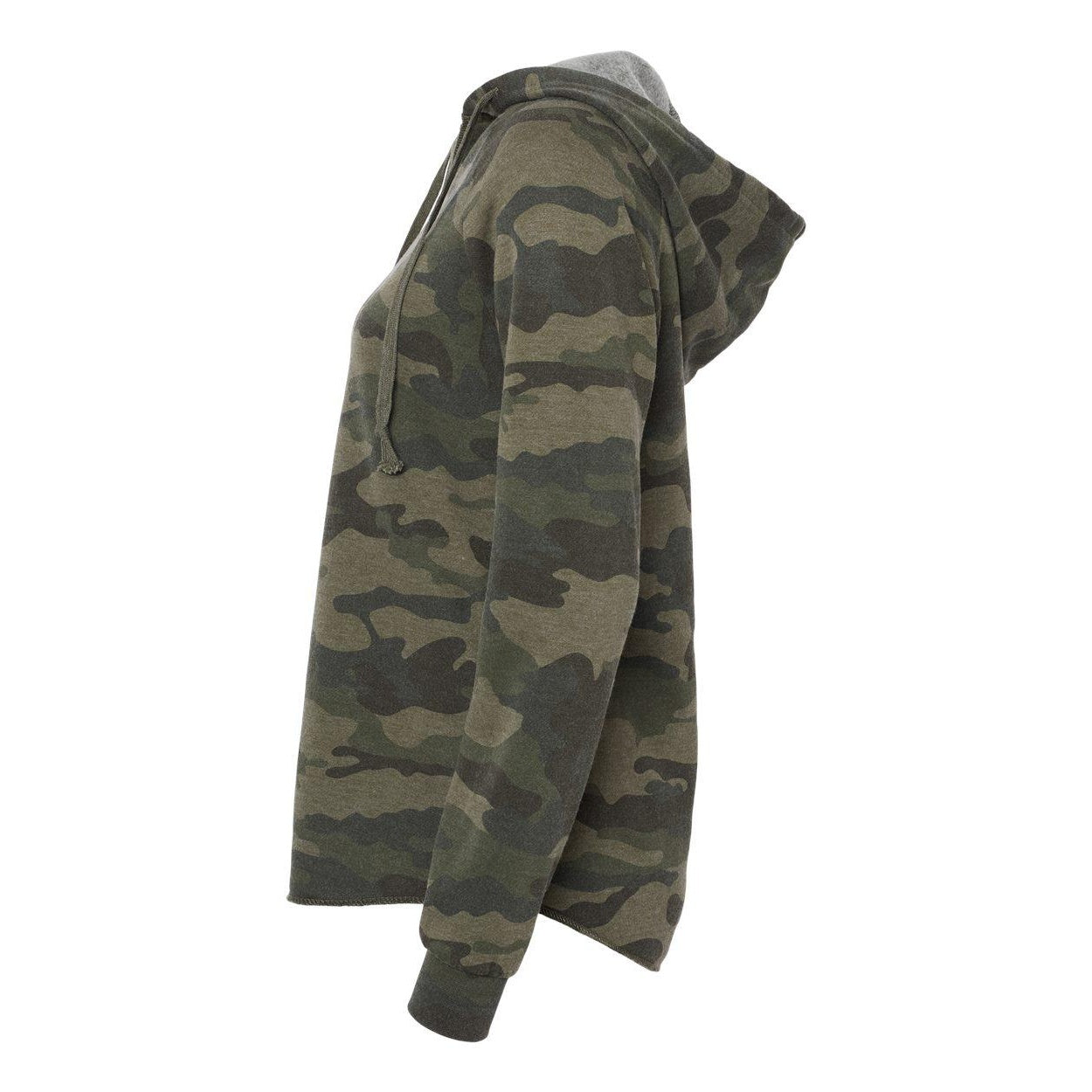 Forest Camo Heather - Side - Independent Trading Co. Womens Lightweight California Wave Wash Hooded Sweatshirt