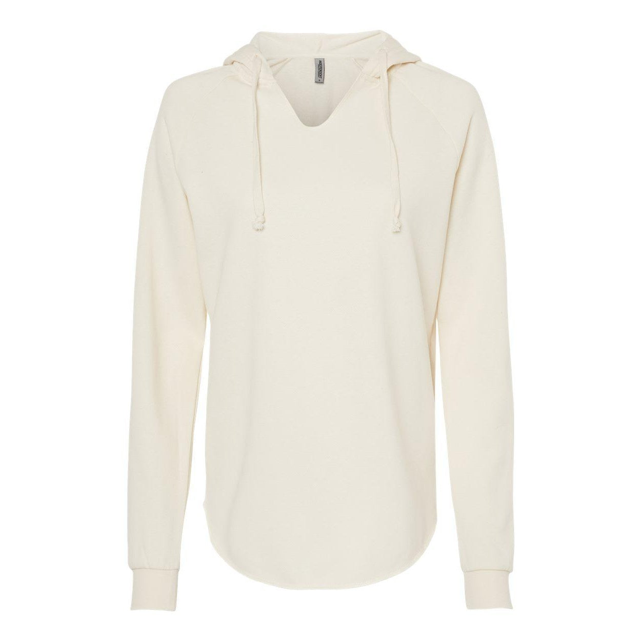 Bone - Front - Independent Trading Co. Womens Lightweight California Wave Wash Hooded Sweatshirt