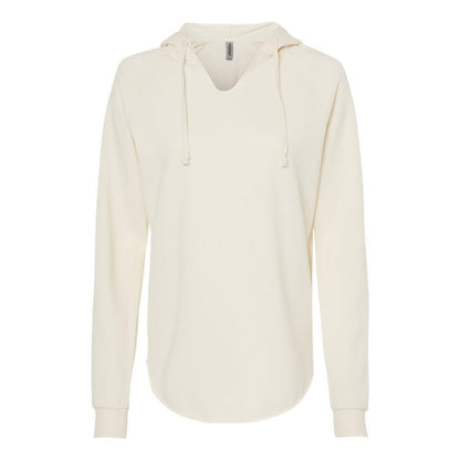 Bone - Front - Independent Trading Co. Womens Lightweight California Wave Wash Hooded Sweatshirt