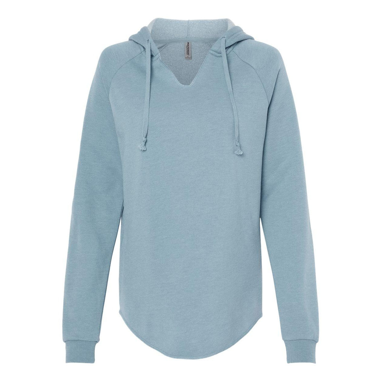 Misty Blue - Front - Independent Trading Co. Womens Lightweight California Wave Wash Hooded Sweatshirt