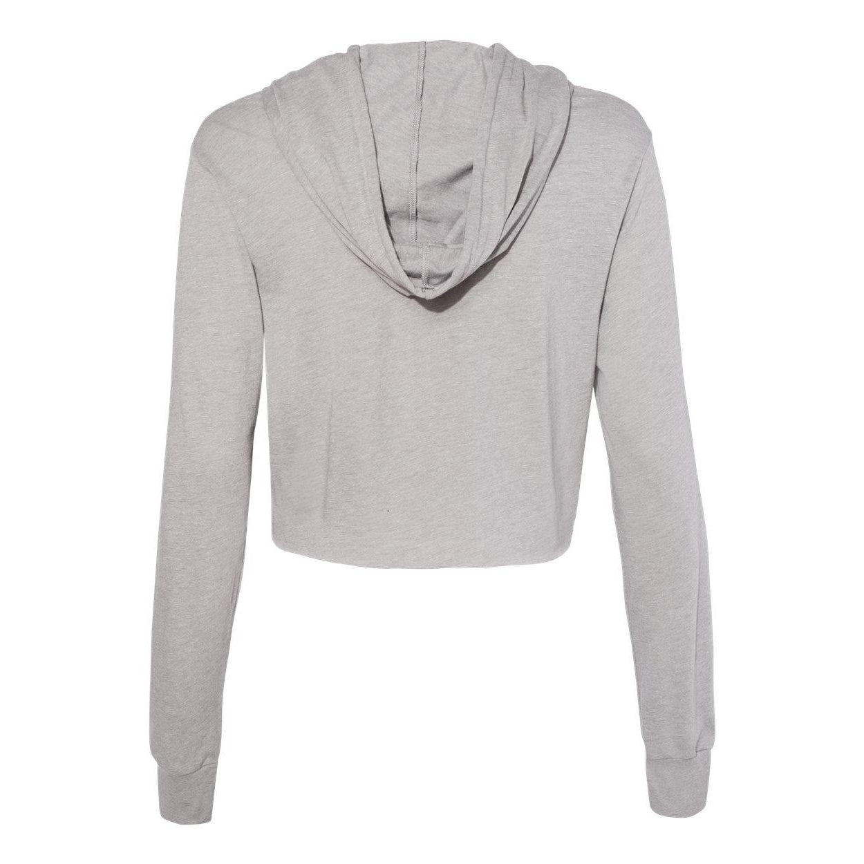 Athletic Grey Triblend - Back - BELLA + CANVAS Womens Triblend Crop Long Sleeve Hoodie