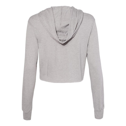 Athletic Grey Triblend - Back - BELLA + CANVAS Womens Triblend Crop Long Sleeve Hoodie