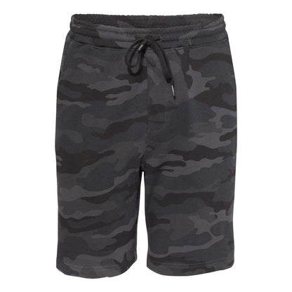 Black Camo - Front - Independent Trading Co. Midweight Fleece Shorts