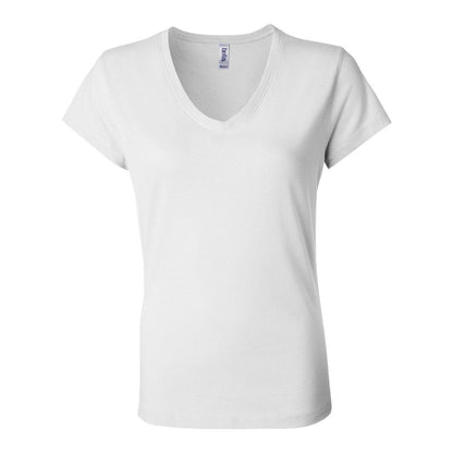 White - Front - BELLA + CANVAS Womens Jersey V-Neck Tee