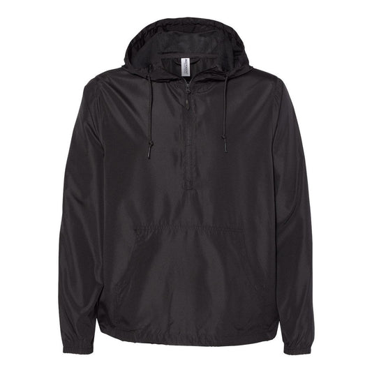 Black - Front - Independent Trading Co. Lightweight Quarter-Zip Windbreaker Pullover Jacket