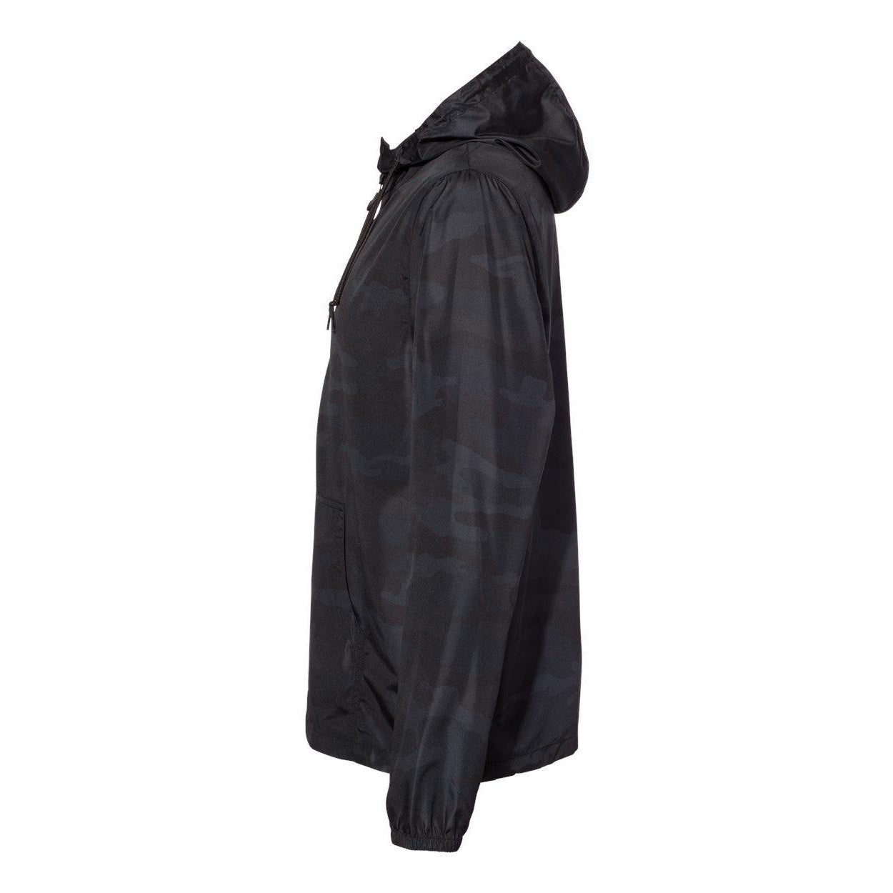 Black Camo - Side - Independent Trading Co. Lightweight Quarter-Zip Windbreaker Pullover Jacket