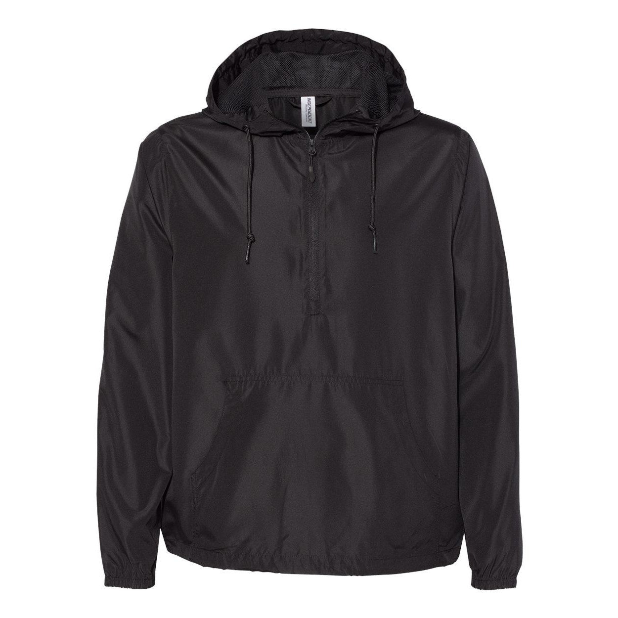 Black - Front - Independent Trading Co. Lightweight Quarter-Zip Windbreaker Pullover Jacket