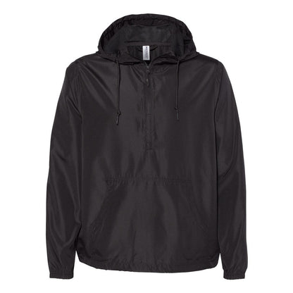 Black - Front - Independent Trading Co. Lightweight Quarter-Zip Windbreaker Pullover Jacket