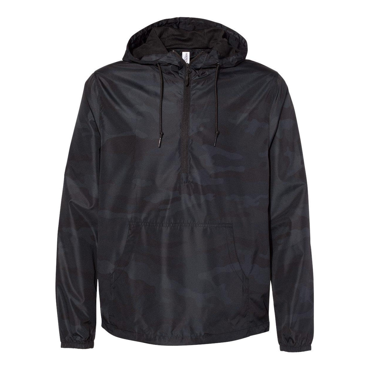 Black Camo - Front - Independent Trading Co. Lightweight Quarter-Zip Windbreaker Pullover Jacket