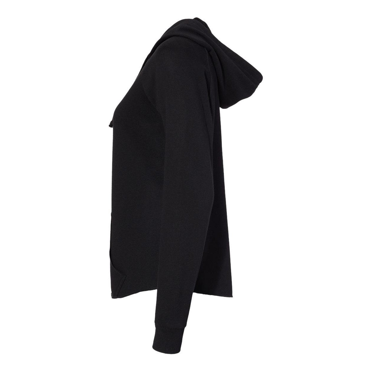 Black - Side - Independent Trading Co. Women's California Wave Wash Full-Zip Hooded Sweatshirt