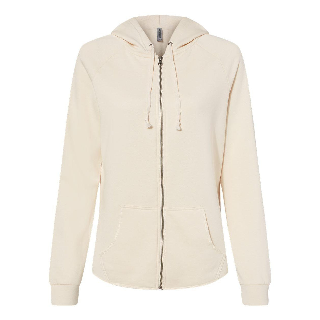 Bone - Front - Independent Trading Co. Women's California Wave Wash Full-Zip Hooded Sweatshirt