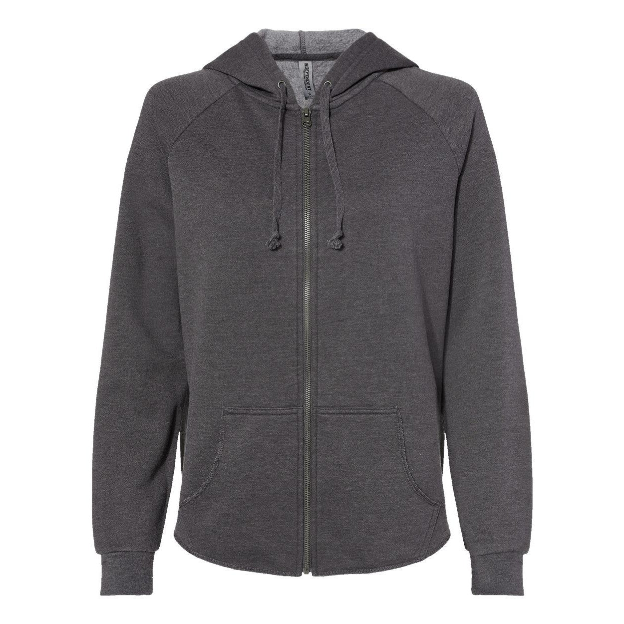 Shadow - Front - Independent Trading Co. Women's California Wave Wash Full-Zip Hooded Sweatshirt
