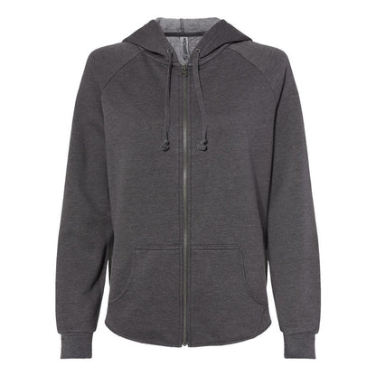 Shadow - Front - Independent Trading Co. Women's California Wave Wash Full-Zip Hooded Sweatshirt
