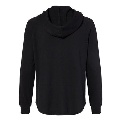 Black - Back - Independent Trading Co. Women's California Wave Wash Full-Zip Hooded Sweatshirt