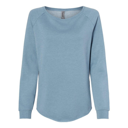 Misty Blue - Front - Independent Trading Co. Women's California Wave Wash Crewneck Sweatshirt