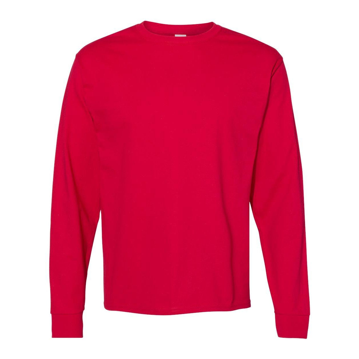 Deep Red - Front - Hanes Essential-T Long Sleeve T-Shirt