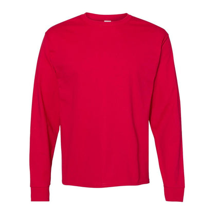Deep Red - Front - Hanes Essential-T Long Sleeve T-Shirt