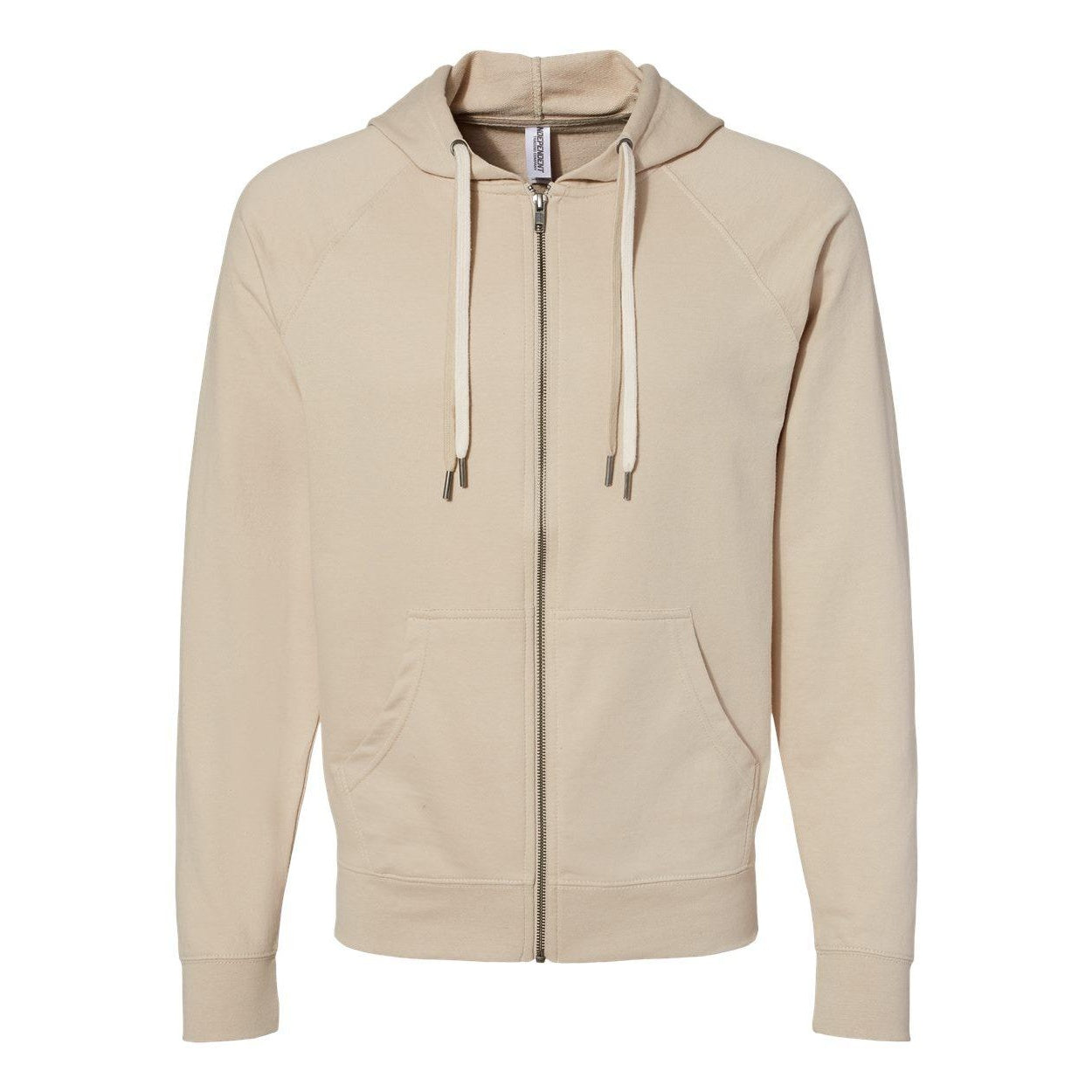 Sand - Front - Independent Trading Co. Icon Lightweight Loopback Terry Full-Zip Hooded Sweatshirt