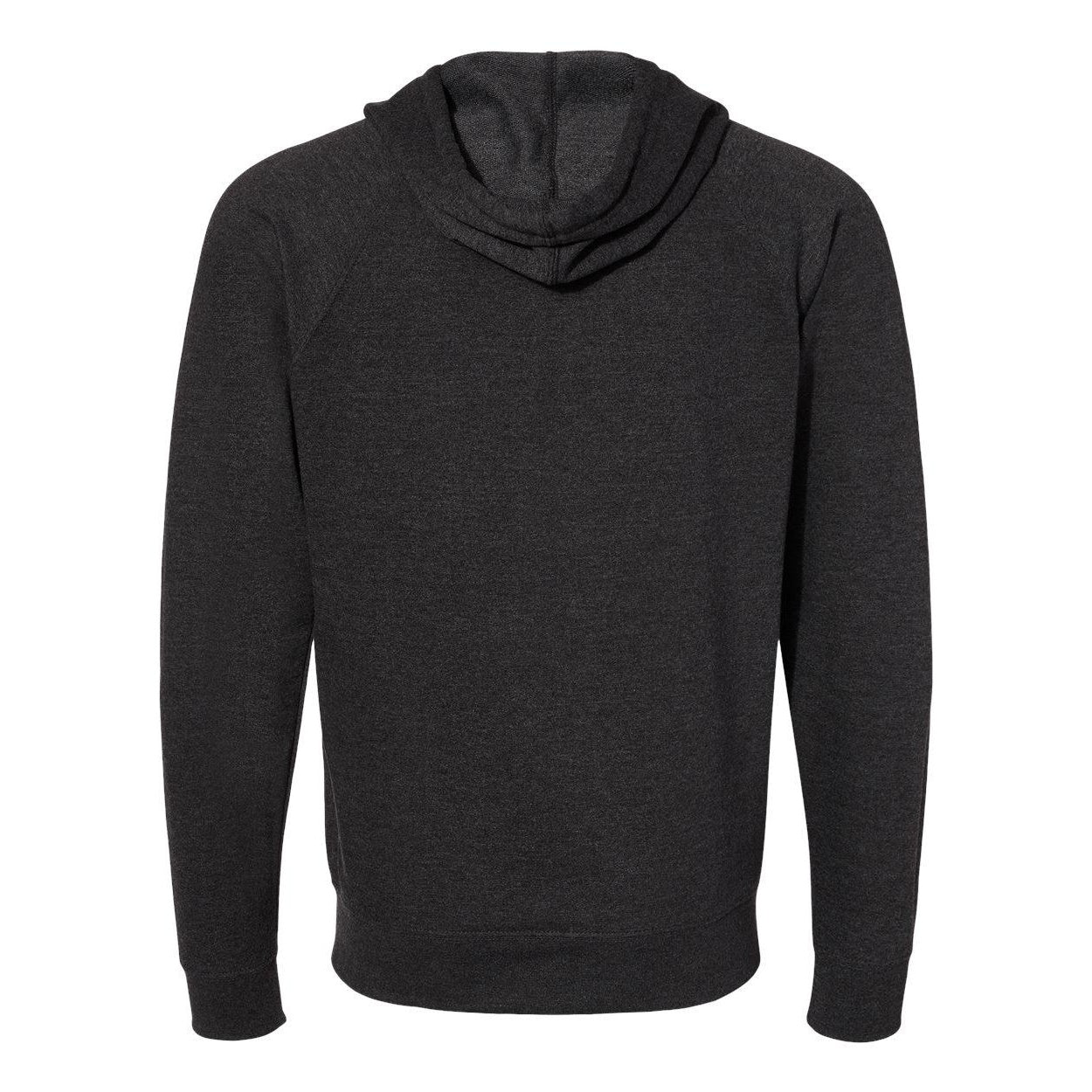 Charcoal Heather - Back - Independent Trading Co. Icon Lightweight Loopback Terry Full-Zip Hooded Sweatshirt