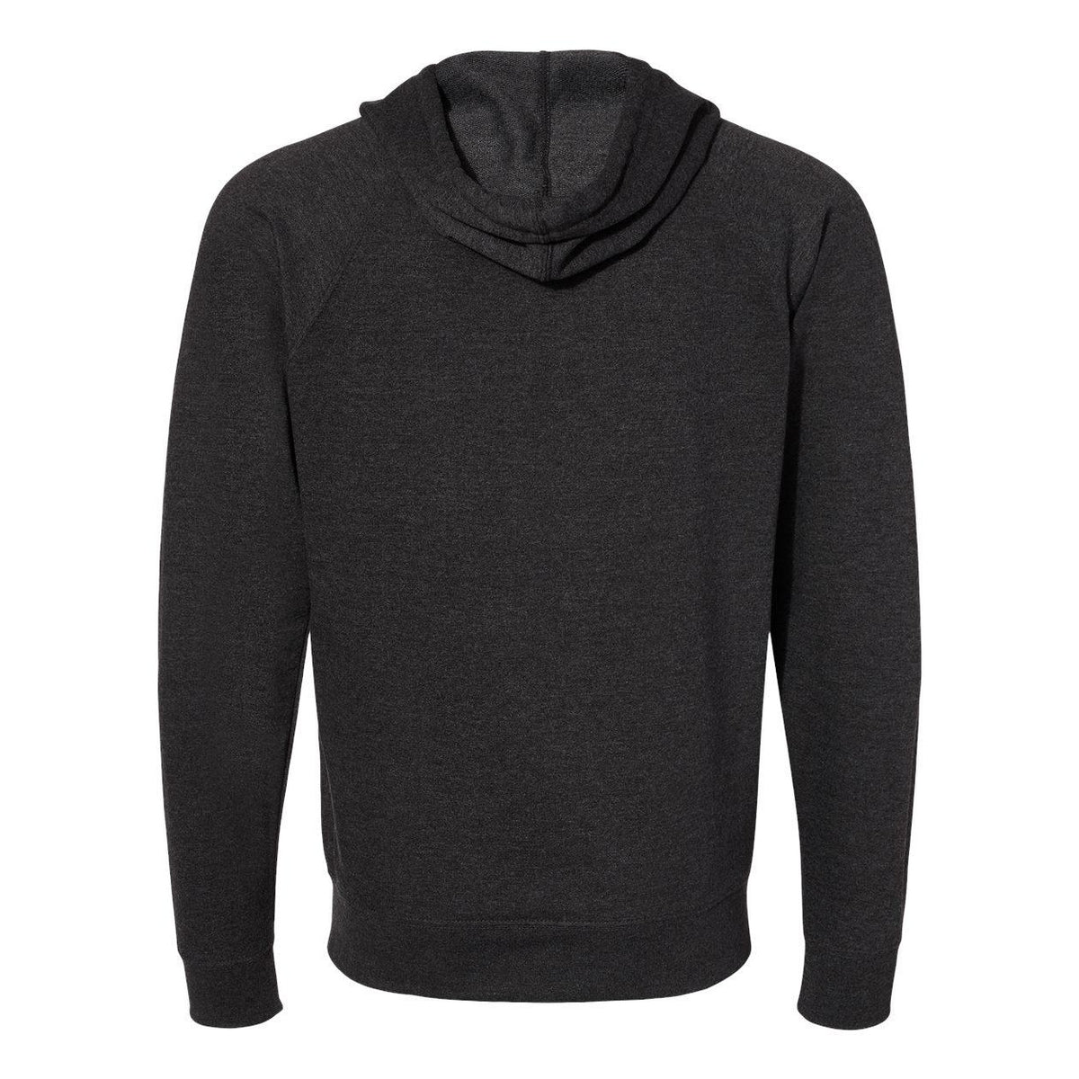 Charcoal Heather - Back - Independent Trading Co. Icon Lightweight Loopback Terry Full-Zip Hooded Sweatshirt