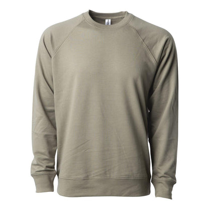 Olive - Front - Independent Trading Co. Icon Lightweight Loopback Terry Crewneck Sweatshirt
