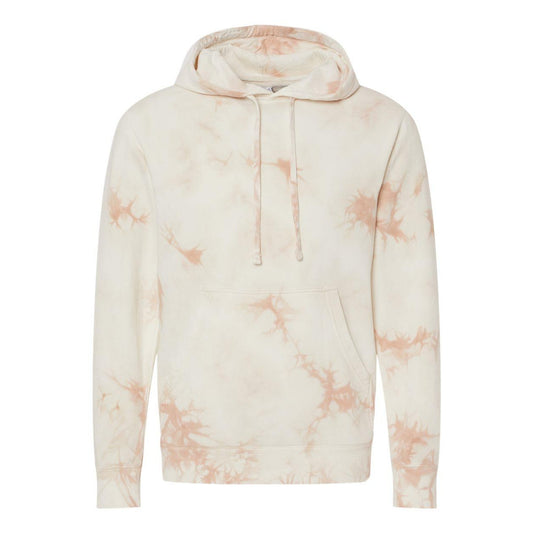 Tie Dye Dusty Pink - Front - Independent Trading Co. Midweight Tie-Dyed Hooded Sweatshirt