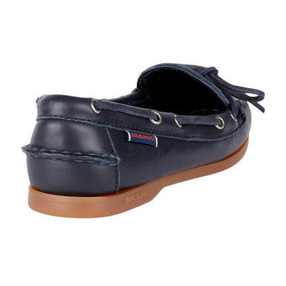 Blue Navy-Gum - Back - Sebago Womens-Ladies Nina Waxed Leather Bala Moccasin