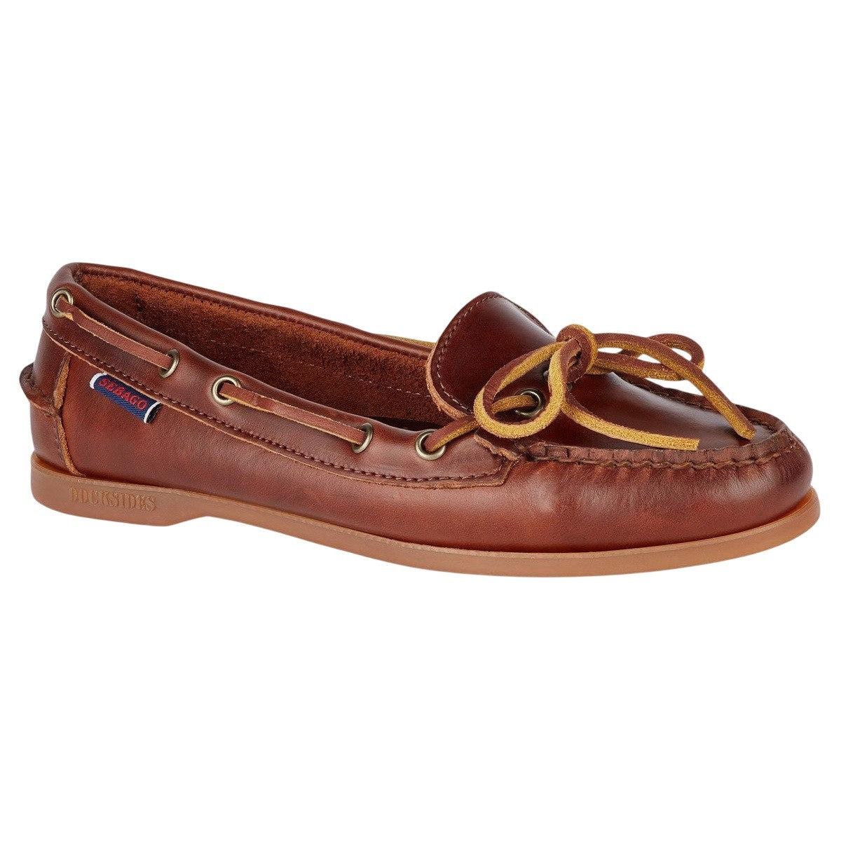 Brown-Gum - Front - Sebago Womens-Ladies Nina Waxed Leather Bala Moccasin