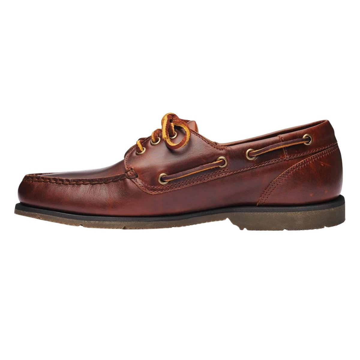 Brown-Gum - Side - Sebago Womens-Ladies Nina Waxed Leather Bala Moccasin