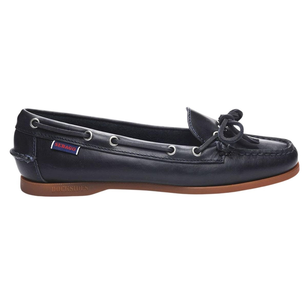 Blue Navy-Gum - Front - Sebago Womens-Ladies Nina Waxed Leather Bala Moccasin