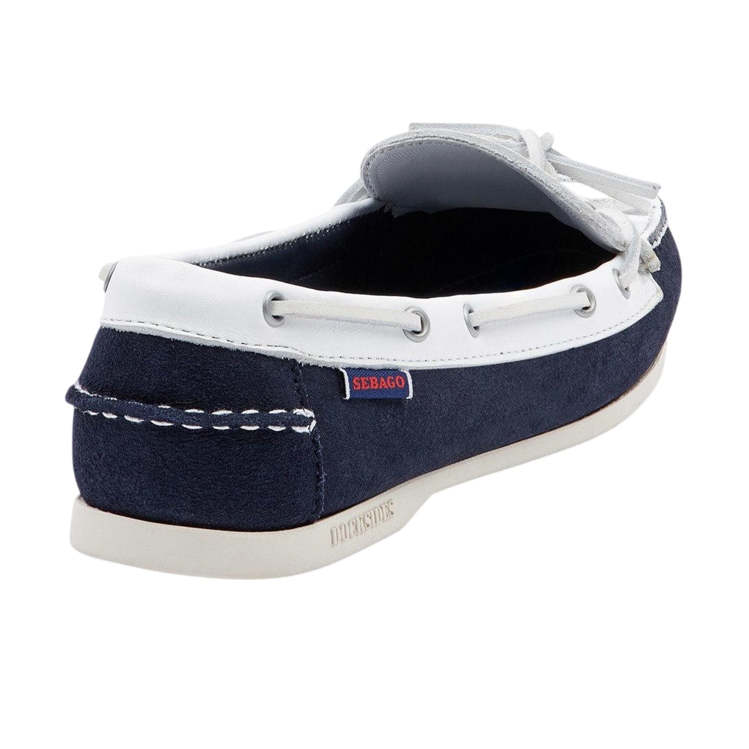 Navy-White - Back - Sebago Womens-Ladies Nina Suede Bala Moccasin