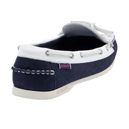 Navy-White - Back - Sebago Womens-Ladies Nina Suede Bala Moccasin